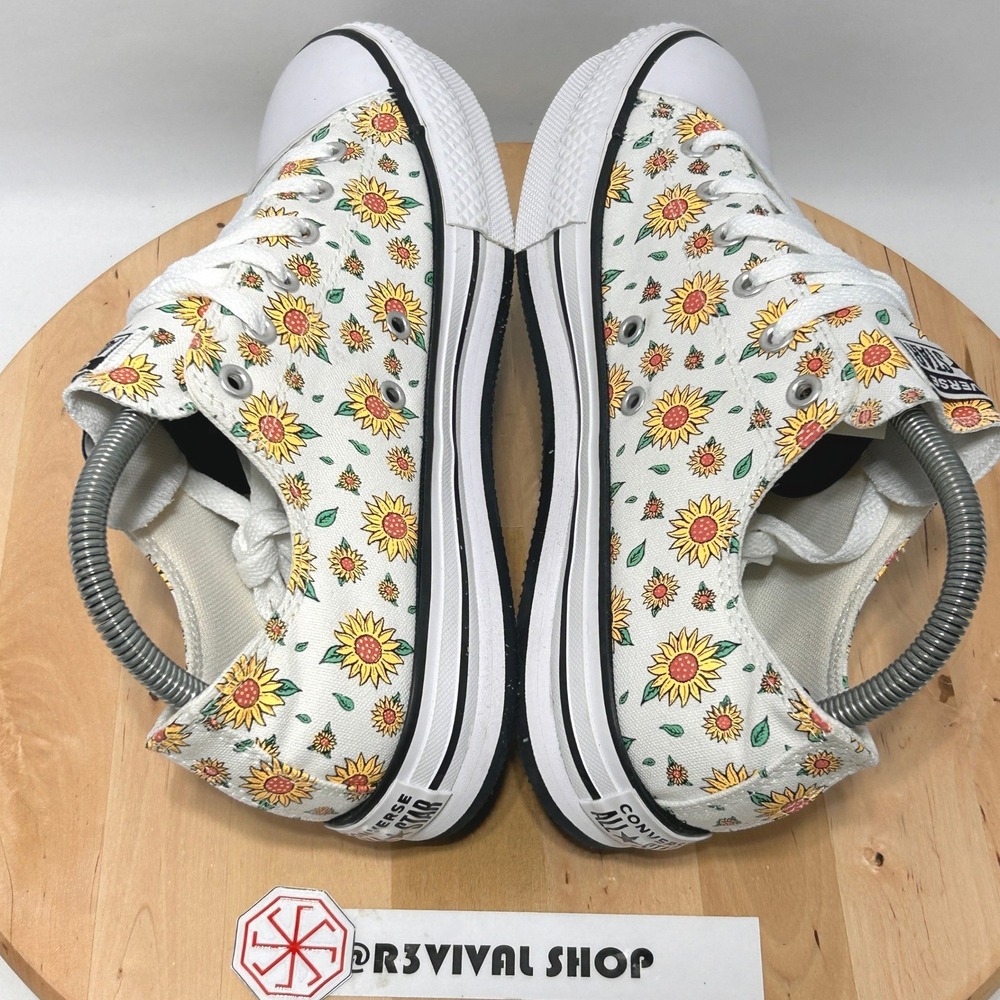 Converse Chuck Taylor All Star EVA Platform Low GS Sunflower Junior Sneakers - 6 - Picture 8 of 10